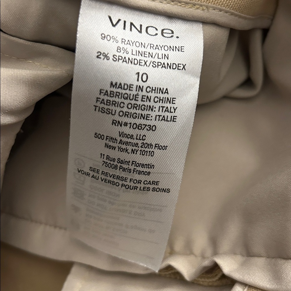 NWT Vince Women's Tan Wide-Leg Pants - Picture 4 of 4